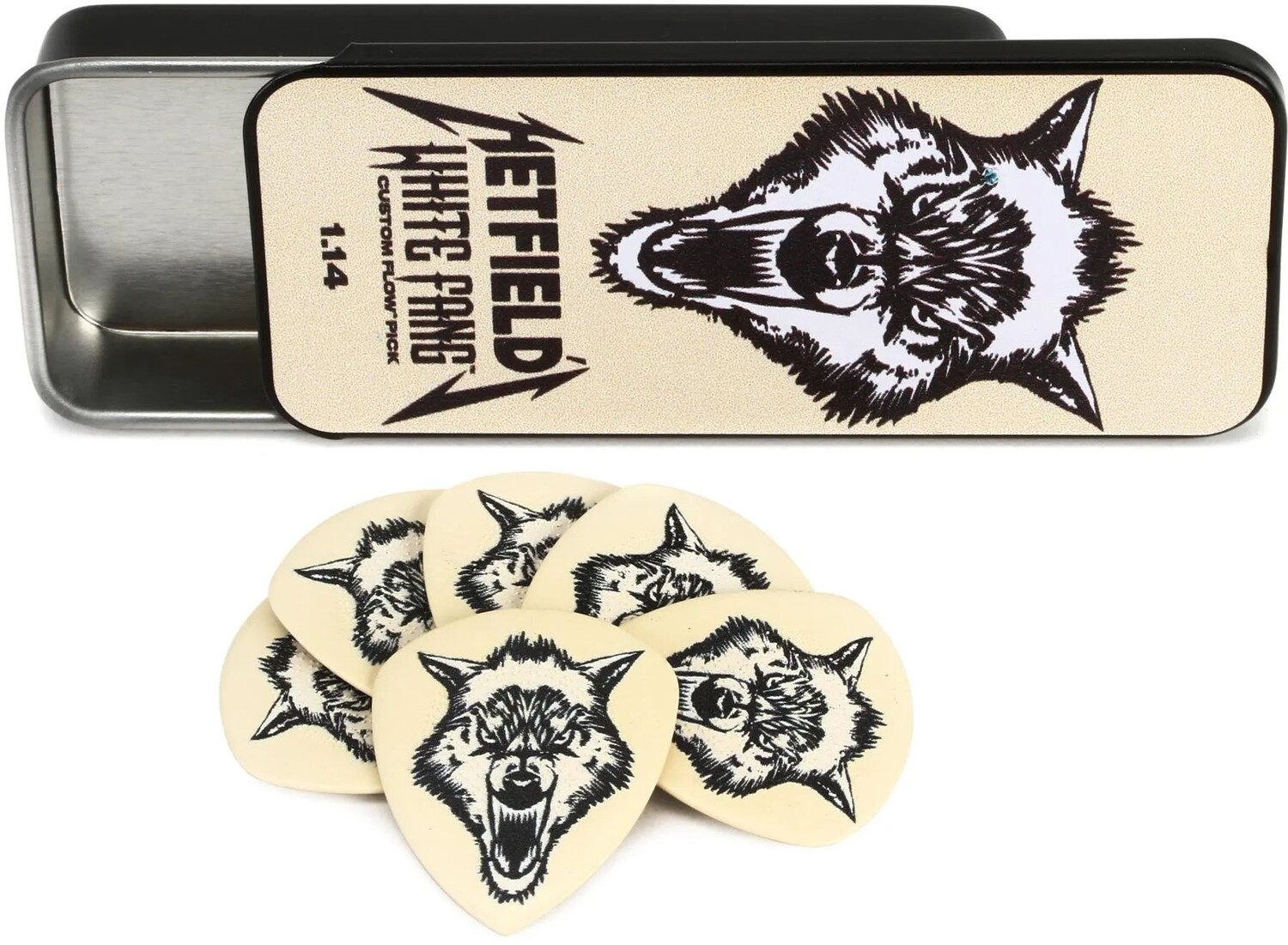 

Медиаторы Dunlop PH122T114 James Hetfield White Fang Custom, жестяная банка для медиаторов 1,14 мм