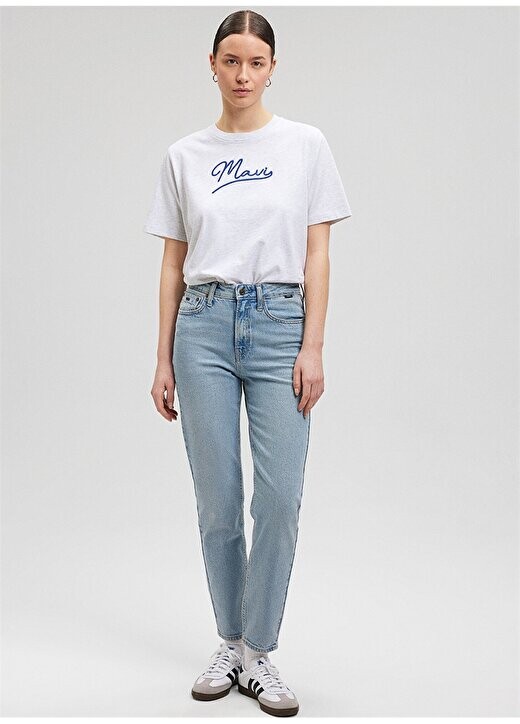 Серая женская футболка с круглым вырезом M1612421-87033-BLUE JEANS PRINTED T Mavi, синий