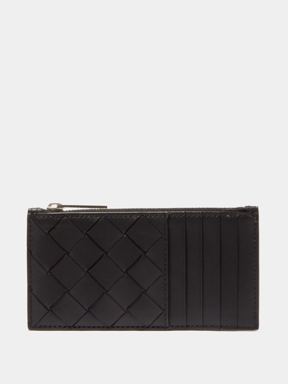 

Кожаный картхолдер на молнии intrecciato Bottega Veneta, черный