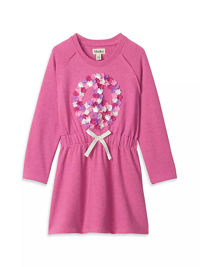 

Махровое платье с затягивающейся талией Little Girl & Girl's Peace Hatley, цвет bubble gum melange