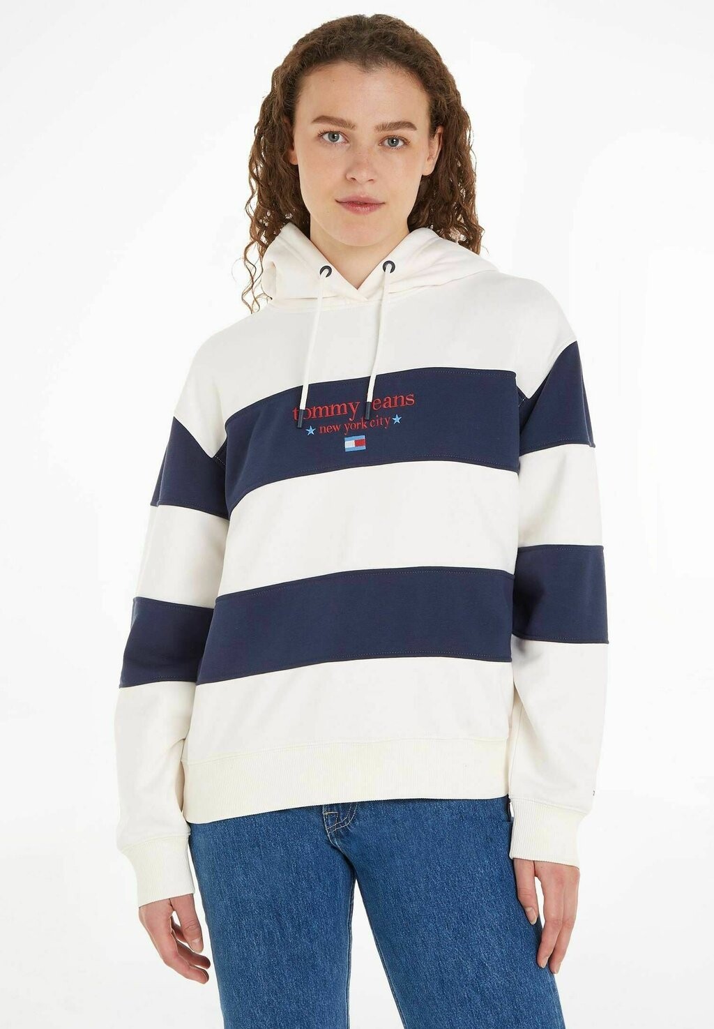 

Худи с капюшоном Tommy Jeans, белй / синий, Синий;серый