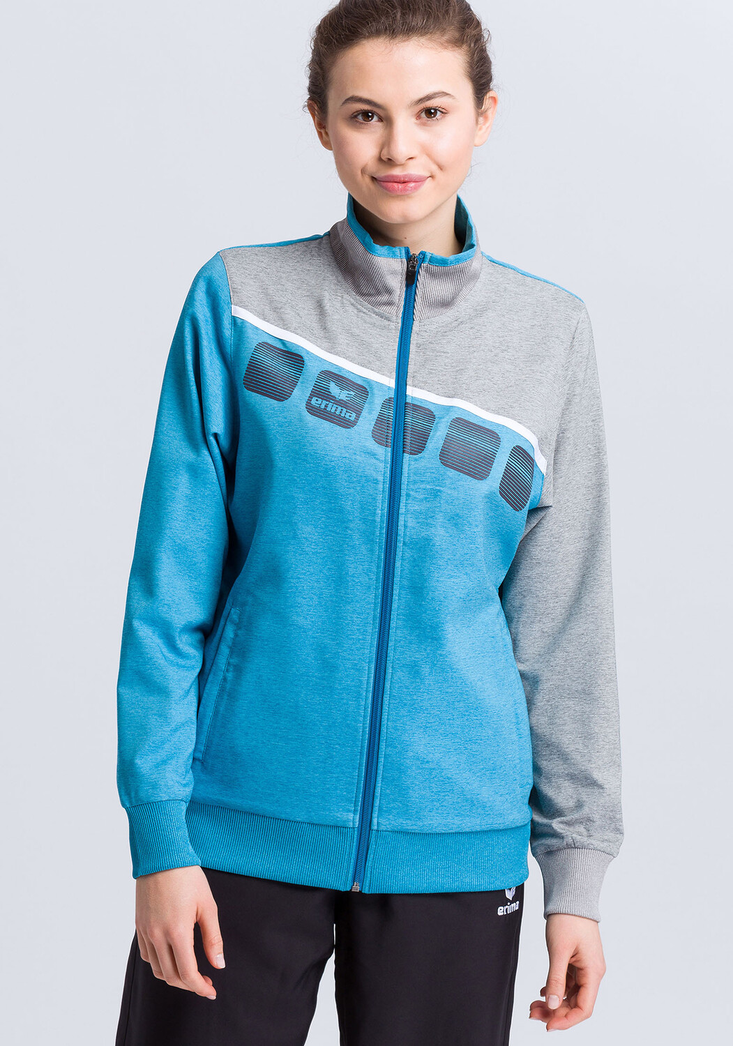 

Спортивная куртка erima 5-C Praesentationsjacke, цвет oriental blue melange/grau melange/weiss
