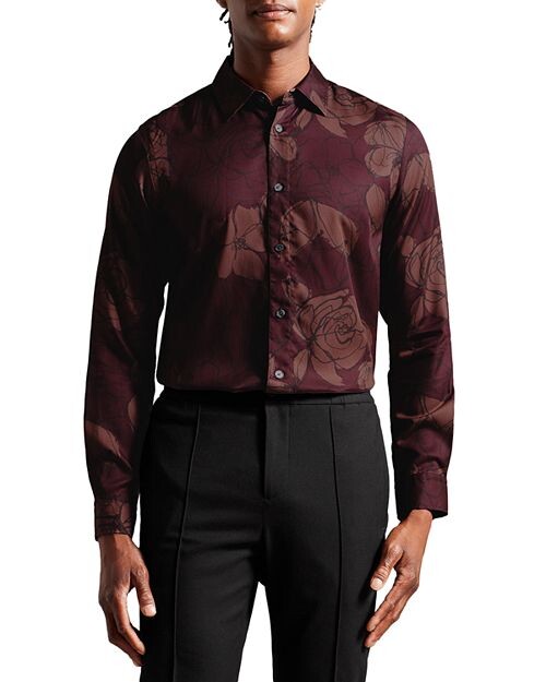 

Рубашка с длинным рукавом Bobbio с цветочным принтом Ted Baker, цвет Red