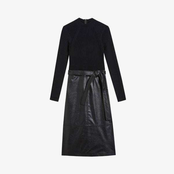 

Платье миди alltaa из трикотажа и искусственной кожи Ted Baker, черный