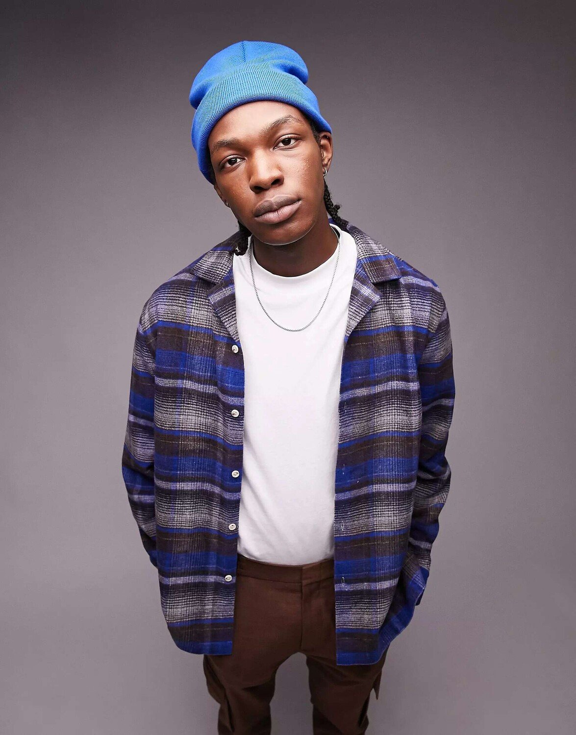 

Синяя фланелевая рубашка в клетку Topman
