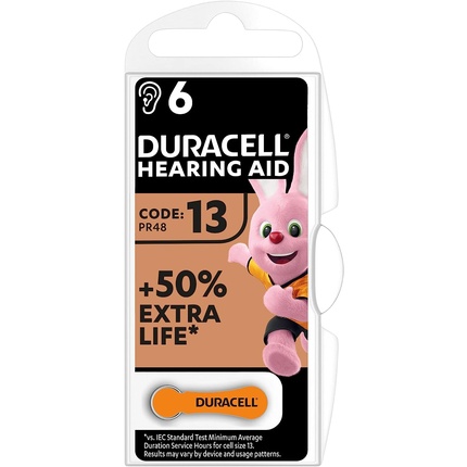 Батарейки Duracell для слуховых аппаратов, размер 13
