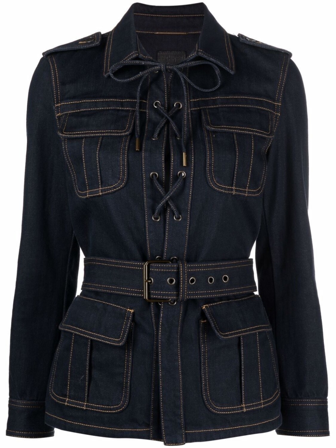 Saint Laurent джинсовая куртка с поясом, синий