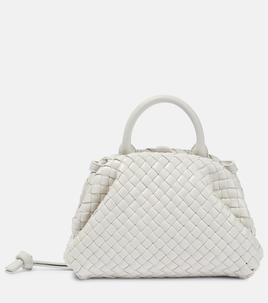 

Сумка-тоут Mini с короткими ручками из кожи intrecciato Bottega Veneta, белый