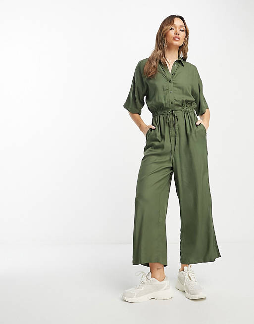 

Комбинезон-рубашка оверсайз с завязкой на талии ASOS DESIGN цвета хаки