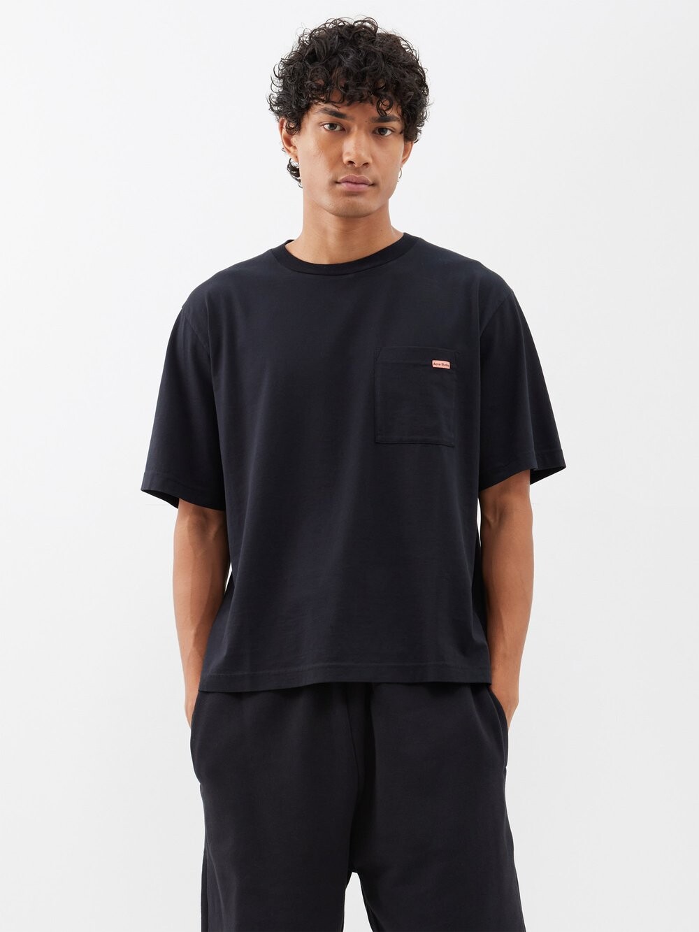 

Футболка edie из хлопкового джерси с накладными карманами Acne Studios, черный