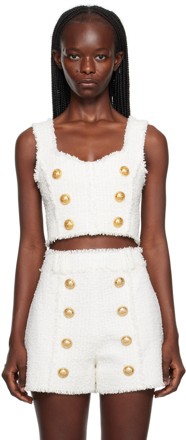 

Белая укороченная майка Balmain