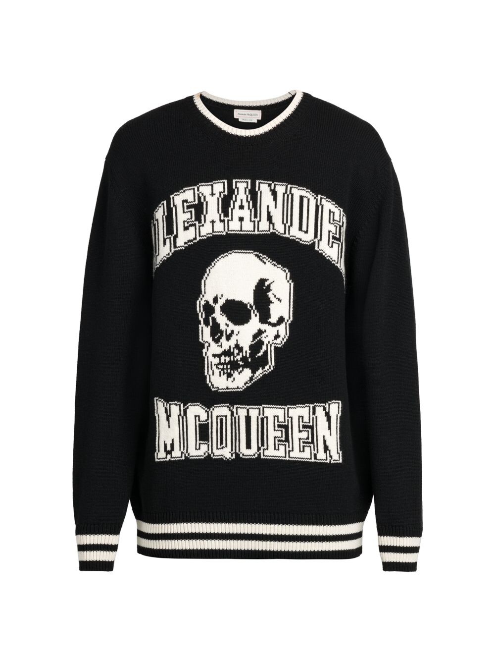 

Шерстяной свитер с логотипом и черепом Alexander McQueen, черный