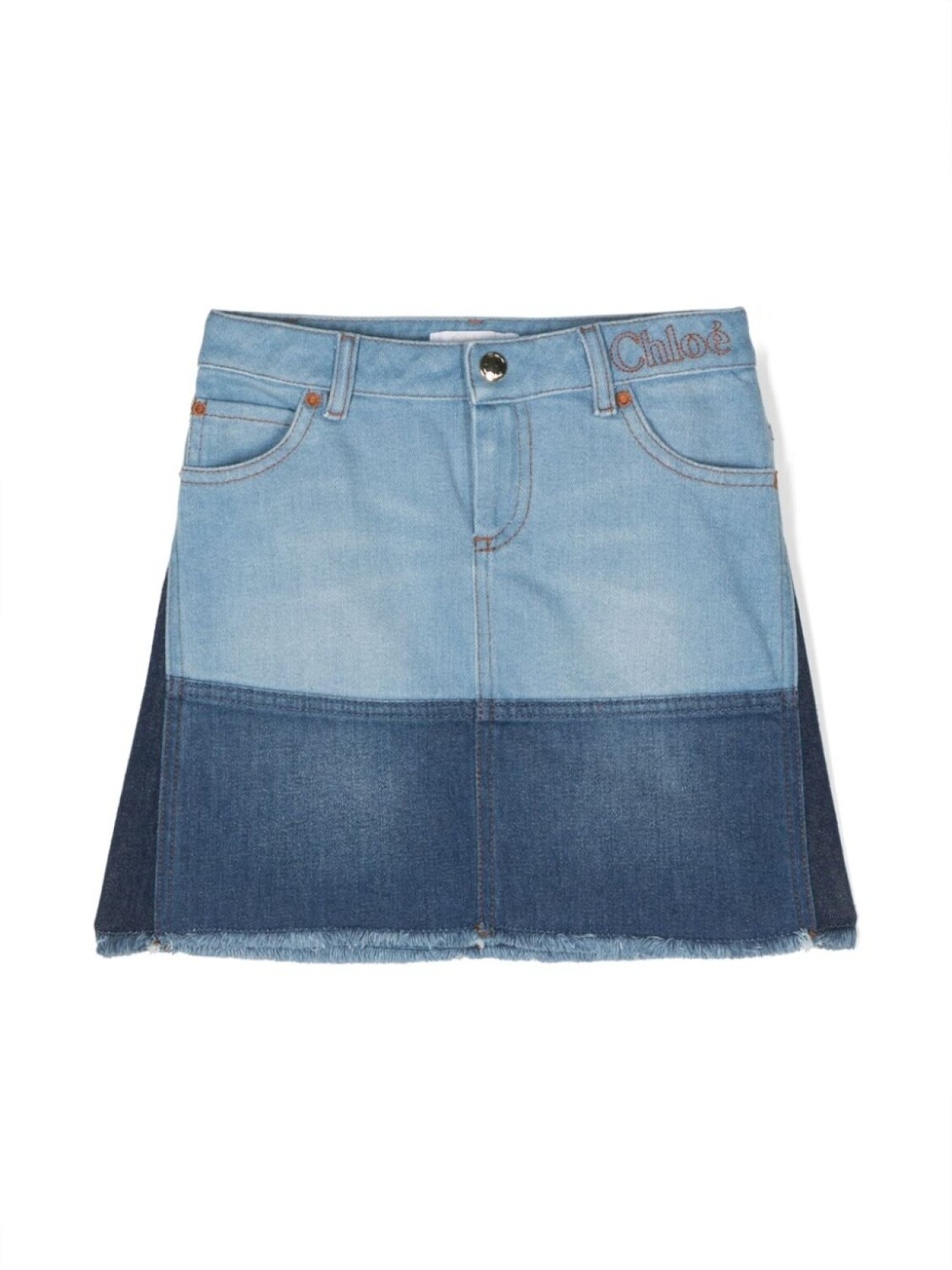 

Chloé Kids джинсовая юбка с вышитым логотипом, синий