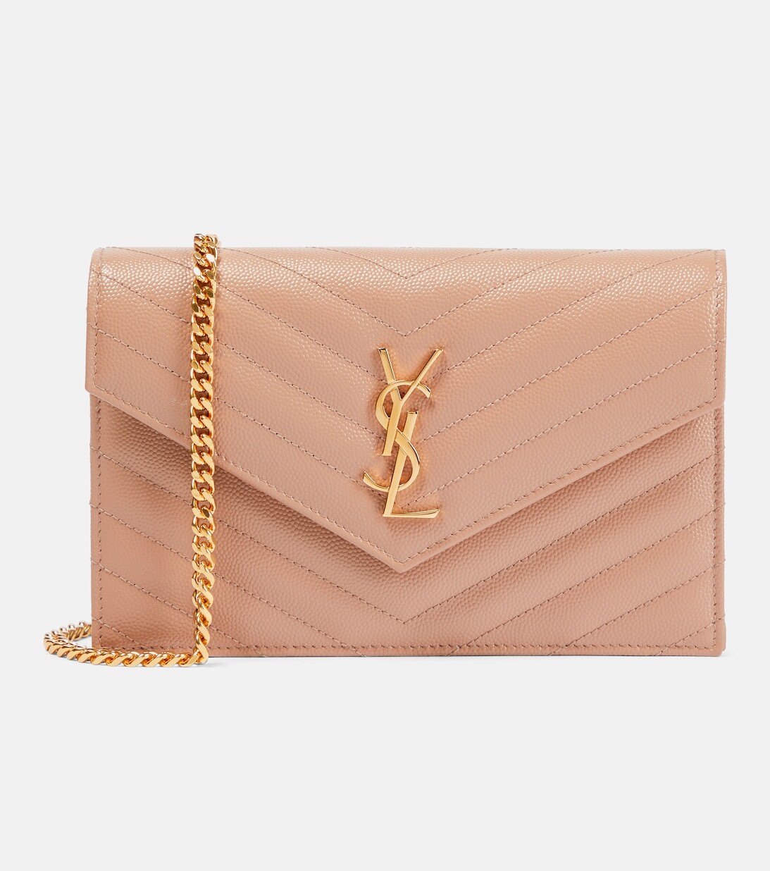 

Кожаный кошелек Cassandre matelassé на цепочке Saint Laurent, розовый
