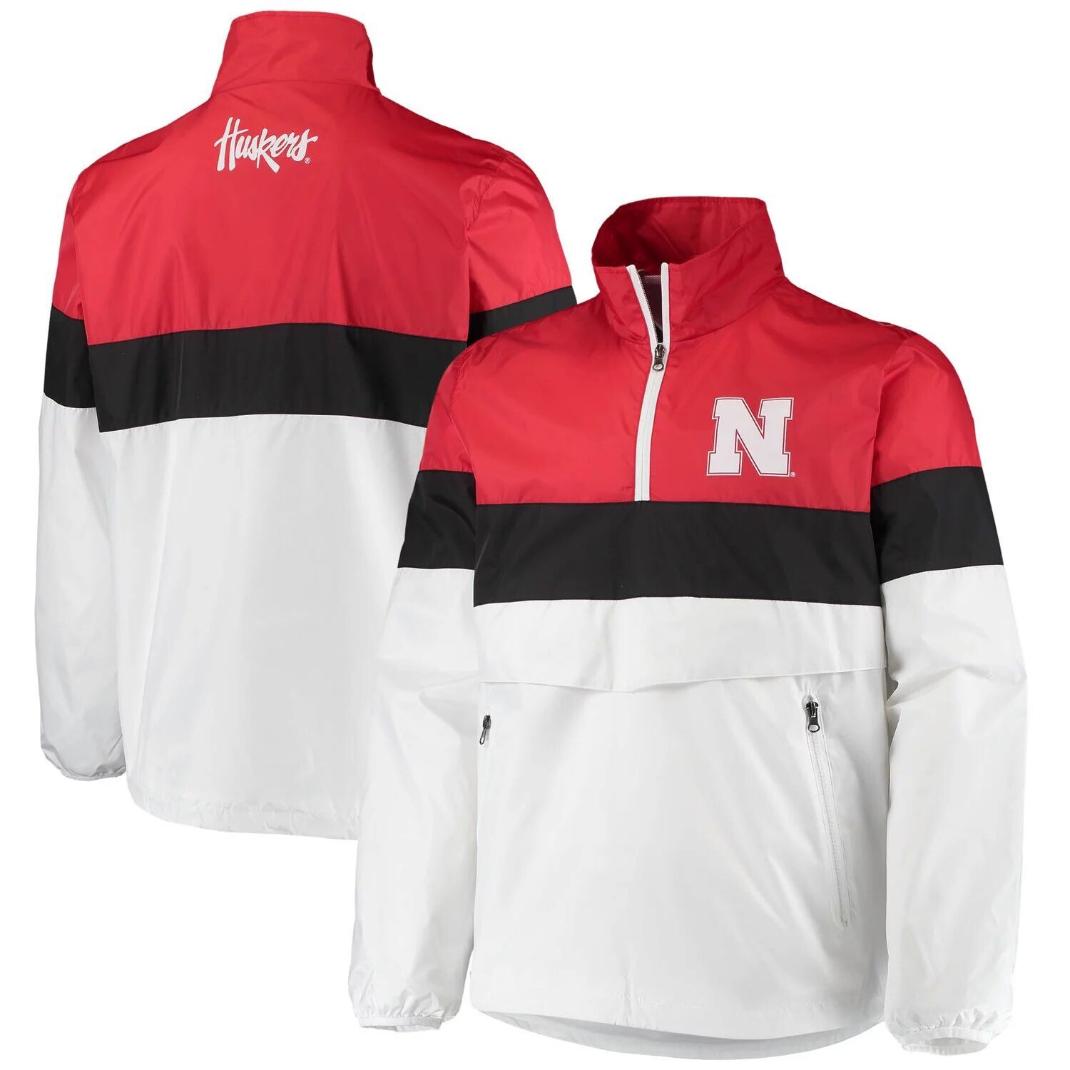 

Мужская спортивная куртка Carl Banks White Nebraska Huskers No Huddle с молнией до половины длины G-III