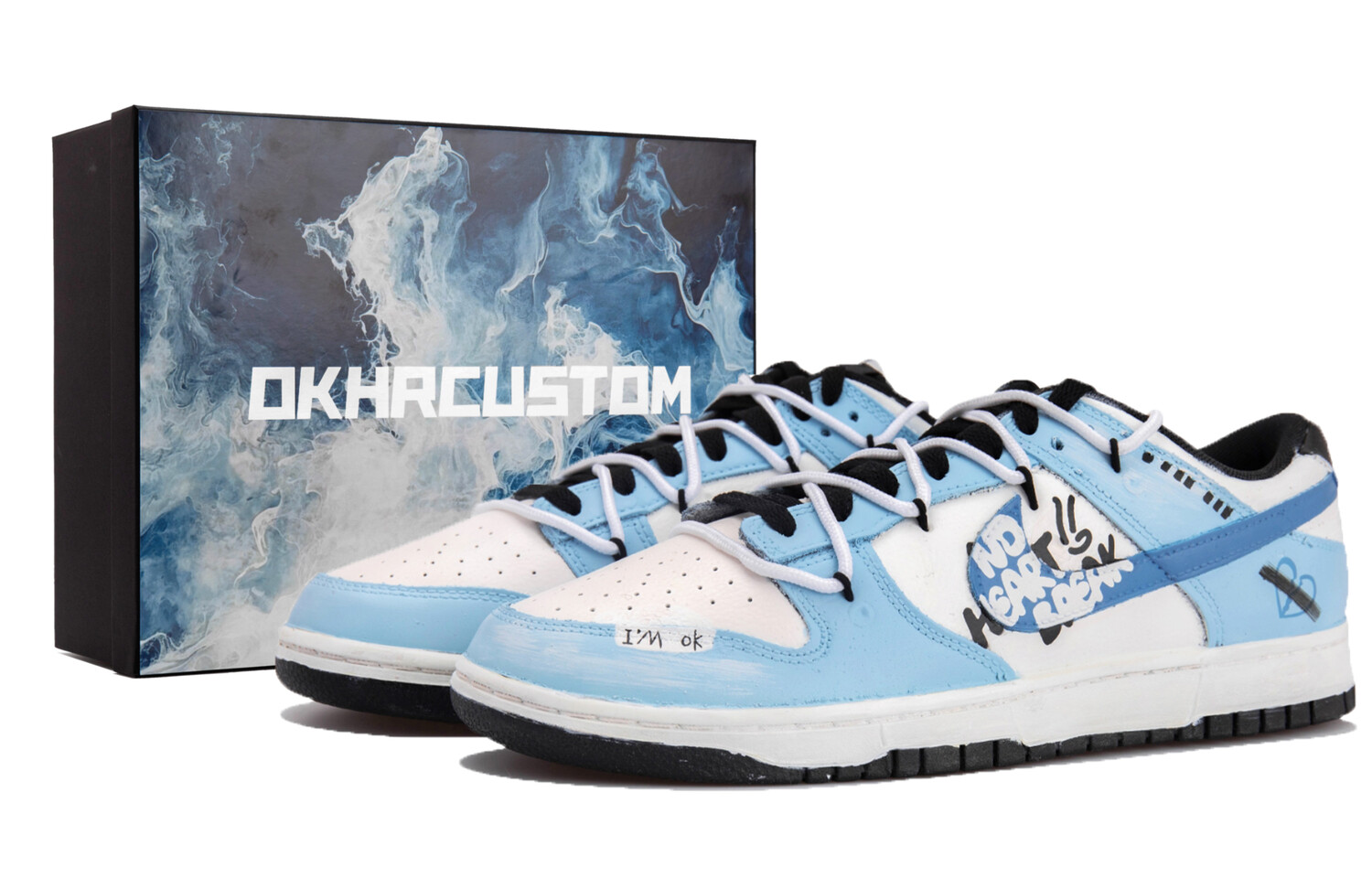 

Кроссовки Nike Dunk Skateboard Shoes Women's Low-Top White Blue, белый/синий