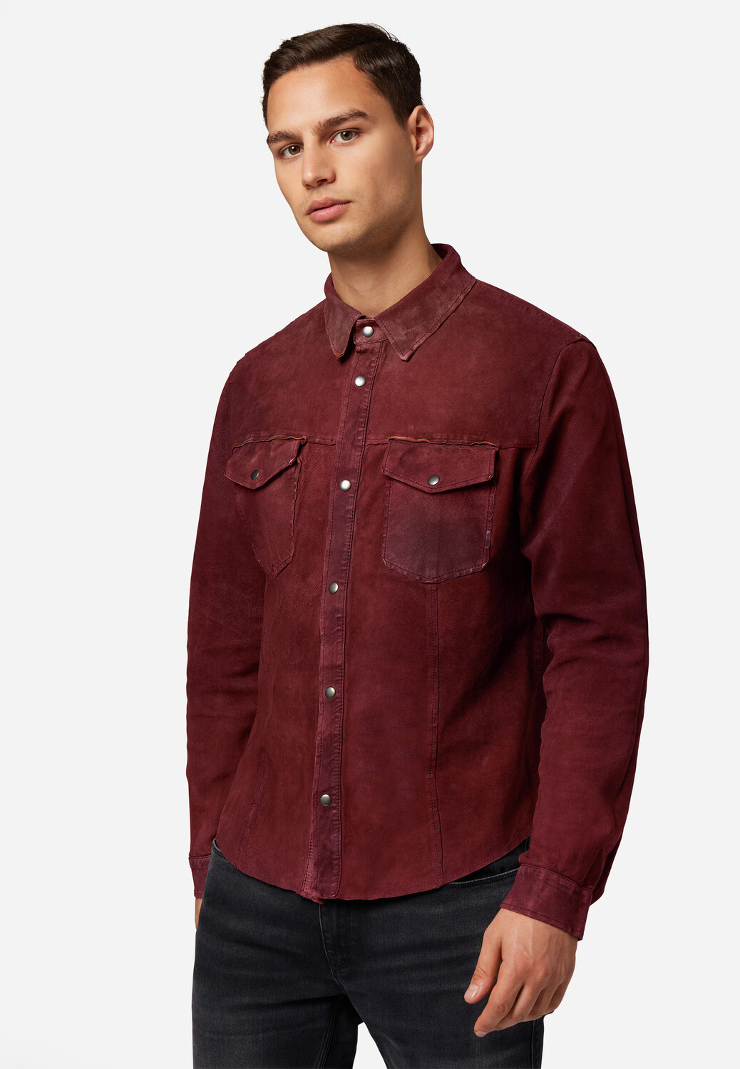 

Кожаная куртка Ricano Herren Lederhemd Reverse Shirt, цвет schönem Bordeaux