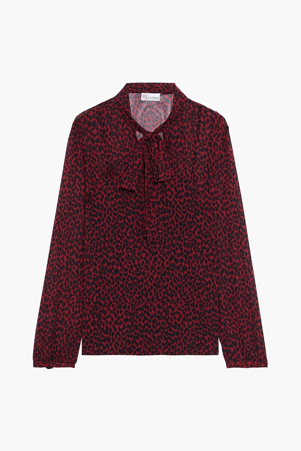 

Шифоновая блузка с леопардовым принтом и бантом REDVALENTINO, бордовый