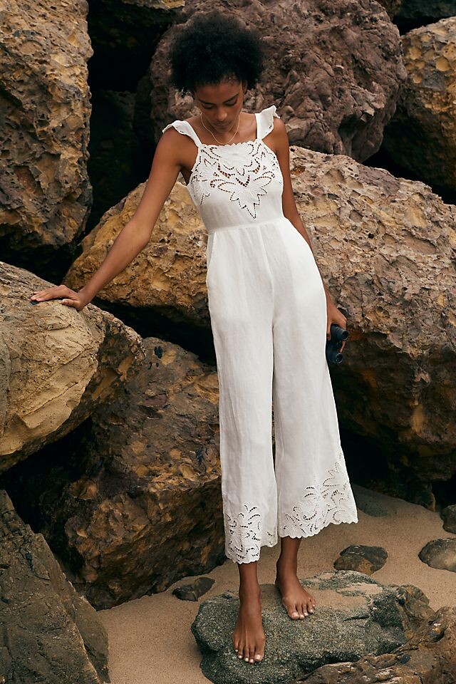 

Комбинезон с люверсами Anthropologie, слоновая кость