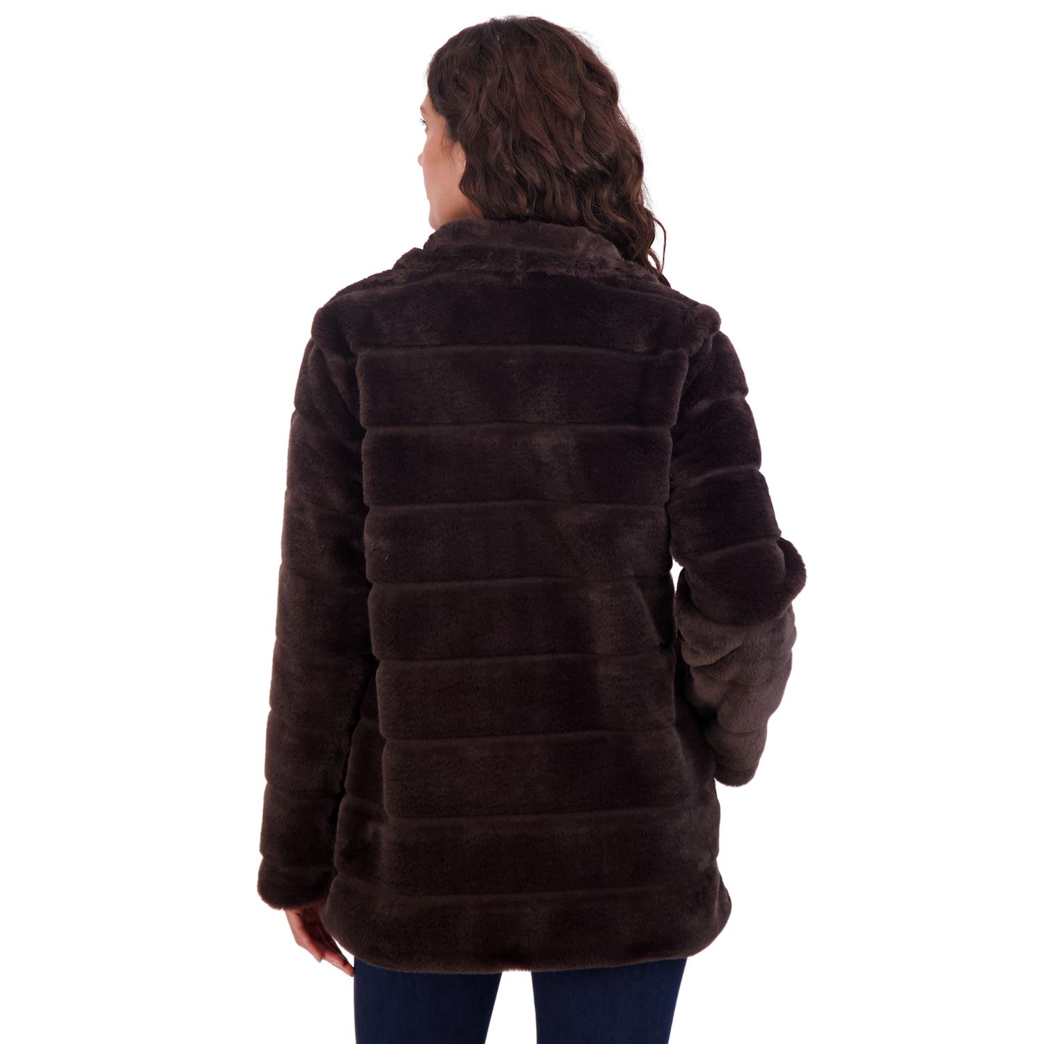 Женская куртка из искусственного меха с рифленой передней частью Sebby Collection Sebby Collection, коричневый