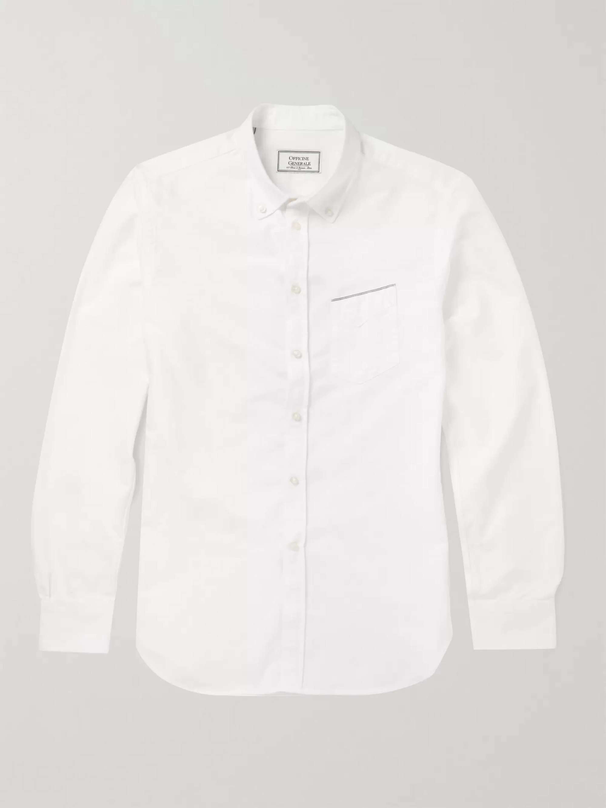 цена Хлопковая оксфордская рубашка OFFICINE GÉNÉRALE, белый