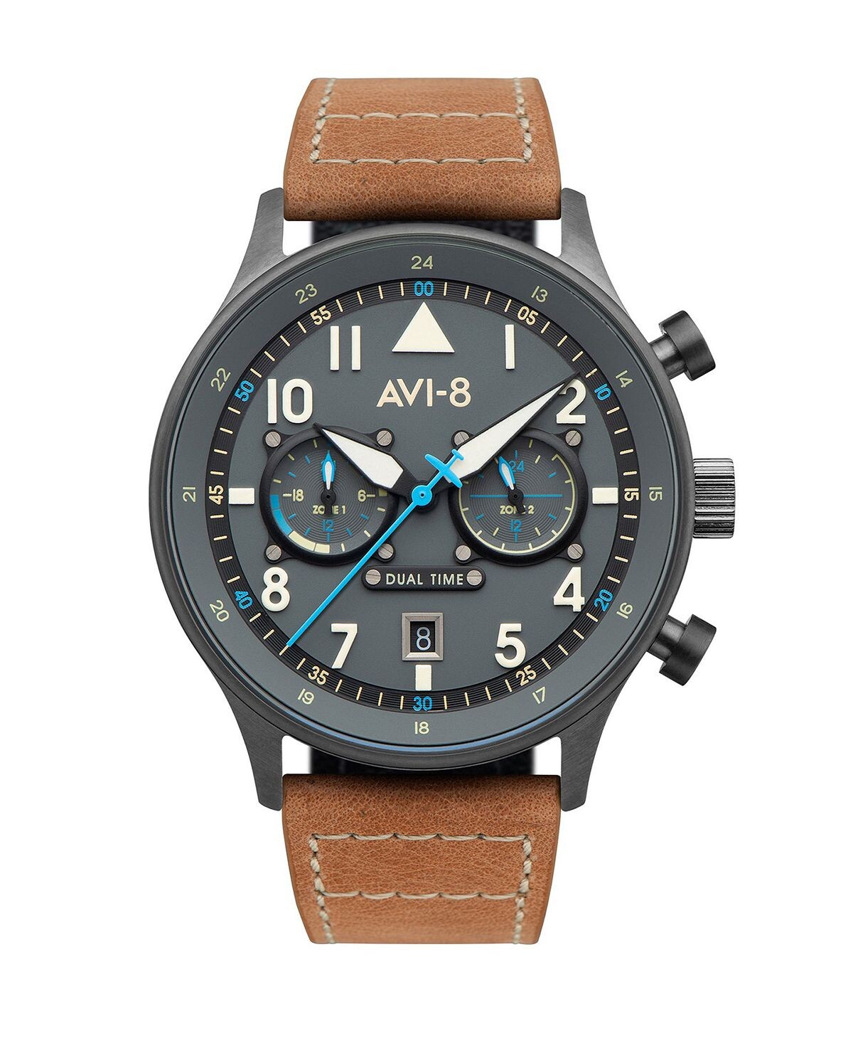 

Мужские часы Hawker Hurricane Carey Dual Time Orissa, бежевые часы из натуральной кожи с ремешком, 43 мм AVI-8