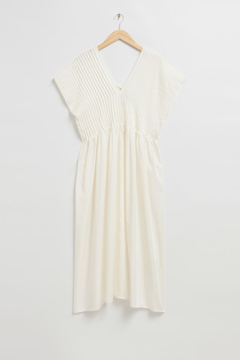 Платье-Кафтан миди со складками и другими историями H&M, бежевый платье миди из фактурной ткани с декором