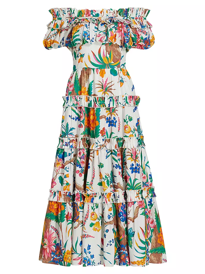 

Платье миди Rosaline с открытыми плечами и цветочным принтом Love The Label, цвет kismet print