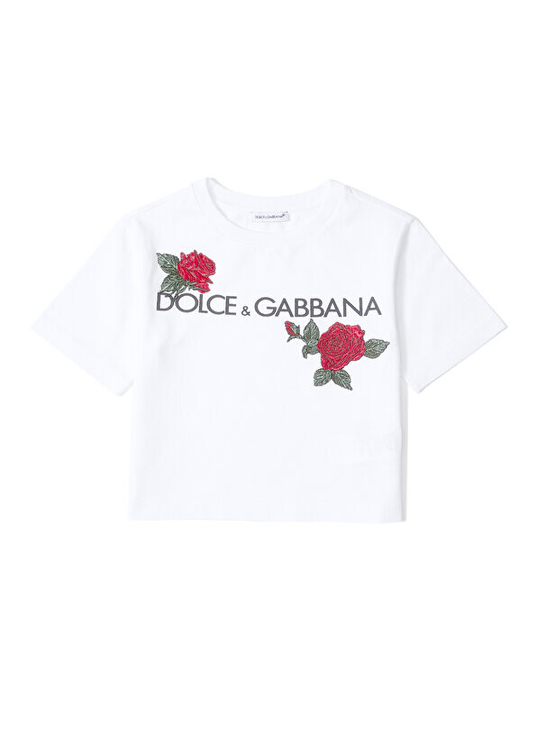 

Футболка для девочек с белым логотипом Dolce&Gabbana