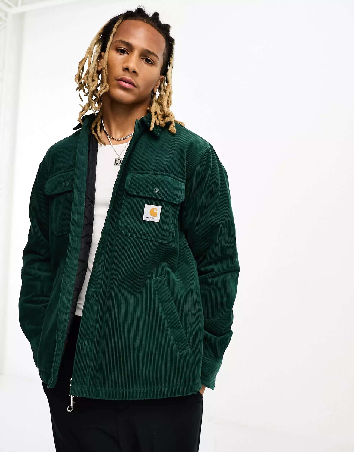 

Зеленая вельветовая стеганая рубашка Carhartt WIP