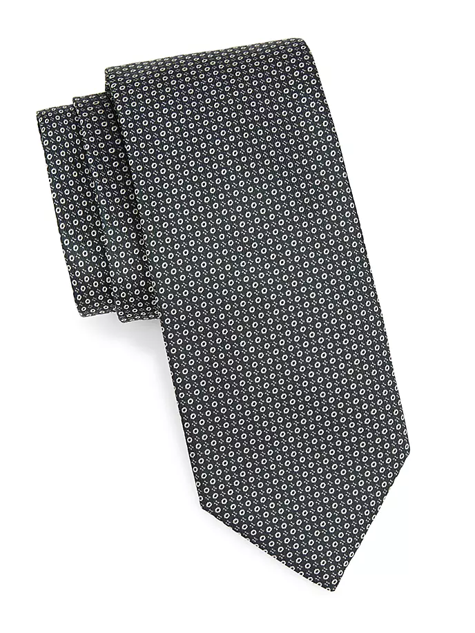 Шелковый галстук в горошек Canali, зеленый