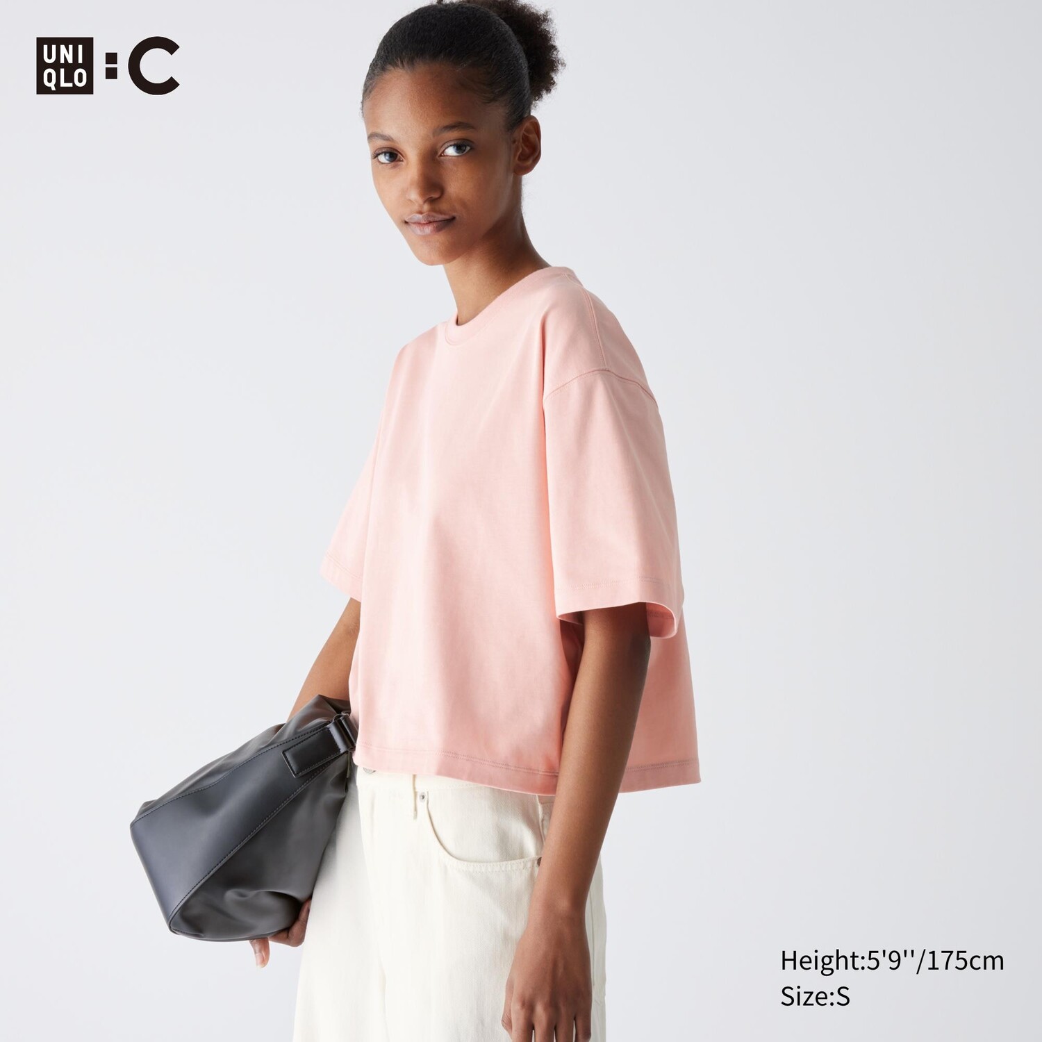 

Короткая футболка оверсайз из хлопка UNIQLO, розовый