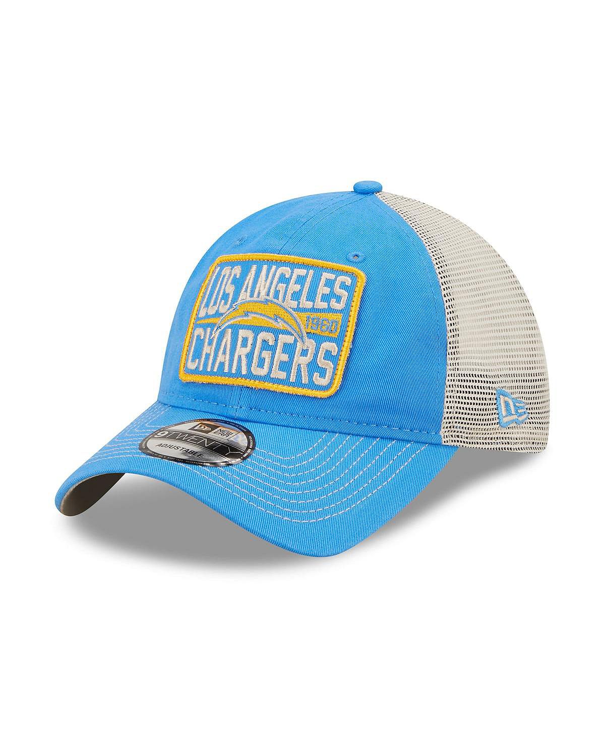 Мужская пудрово-синяя, натуральная кепка Los Angeles Chargers Devoted Trucker 9Twenty Snapback New Era