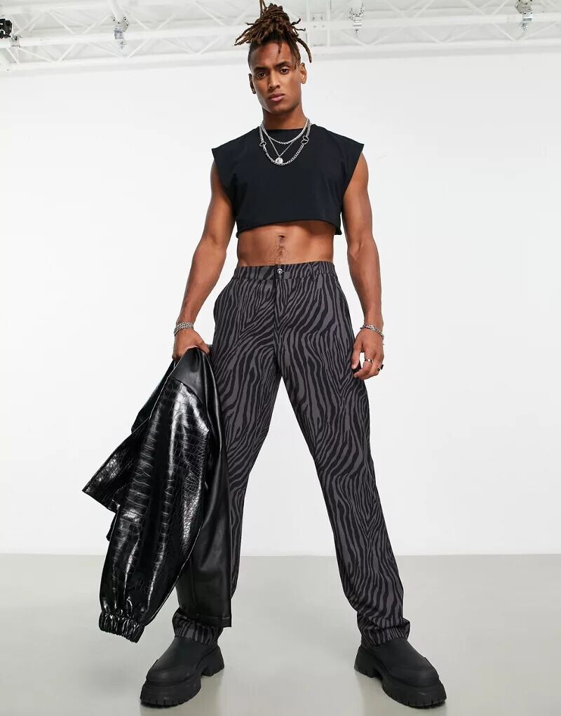 

Свободные брюки с зебровым принтом ASOS