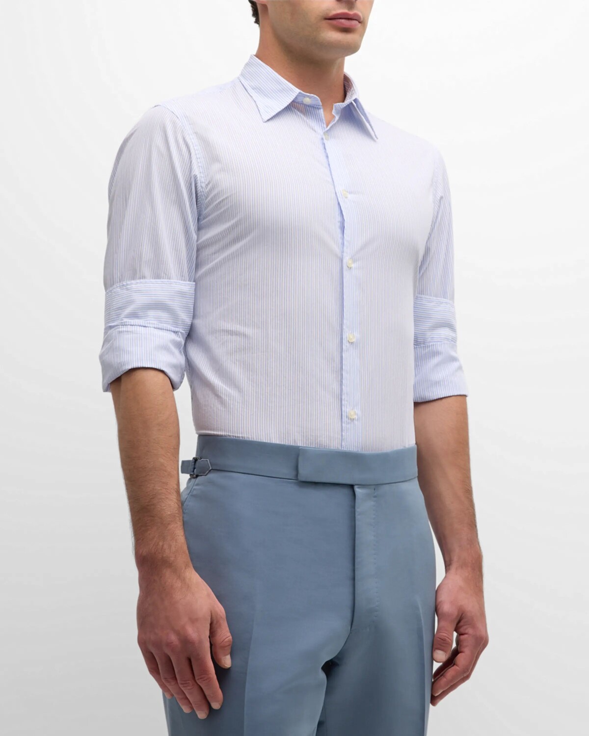 

Мужская спортивная рубашка в полоску Giacomo Officine Generale, цвет White/Blue