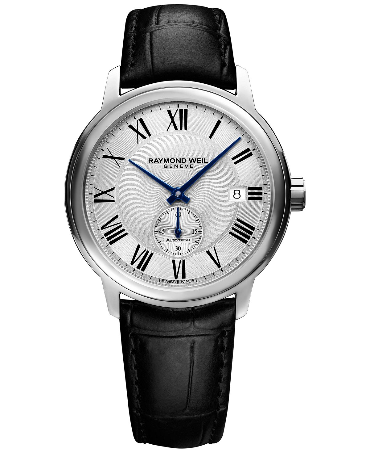 Мужские швейцарские автоматические часы Maestro с черным кожаным ремешком, 40 мм 2238-STC-00659 Raymond Weil часы raymond weil 2239 pc5 00659