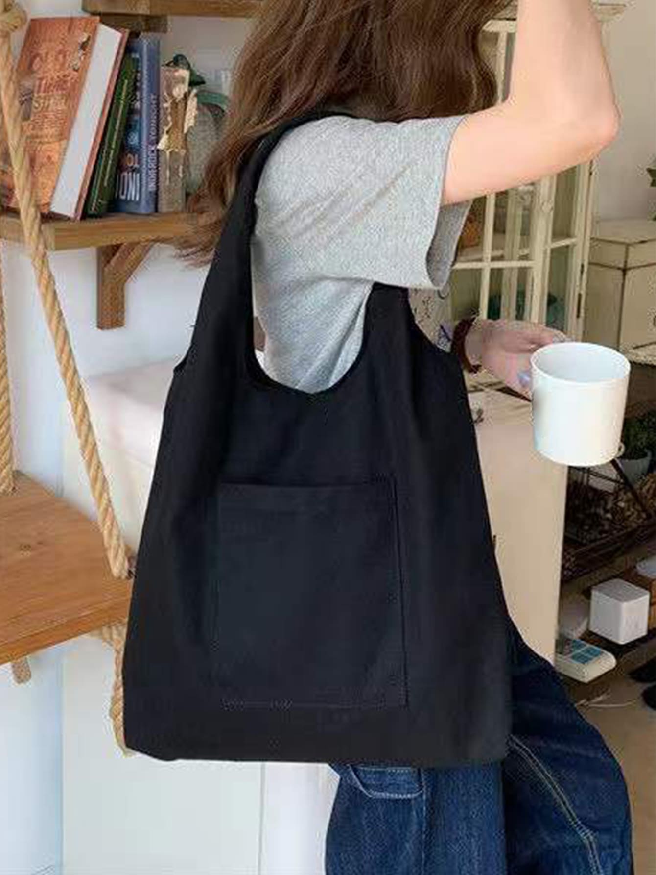 Женская сумка для покупок, Холстовая сумка, продуктовая сумка, складная, черный продуктовая аналитика