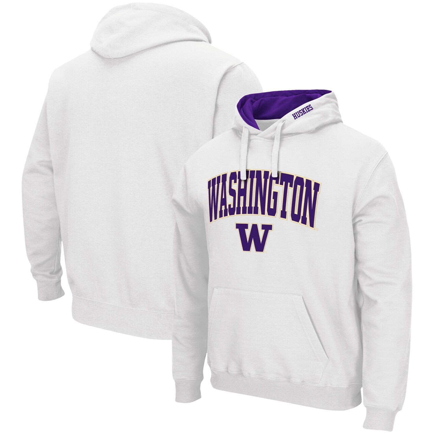 

Мужской белый пуловер с капюшоном Washington Huskies Arch & Logo 3.0 Colosseum