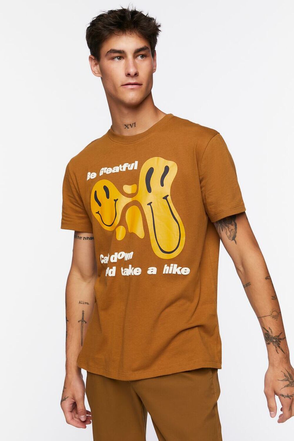 

Футболка Happy Face из органически выращенного хлопка Forever 21, коричневый