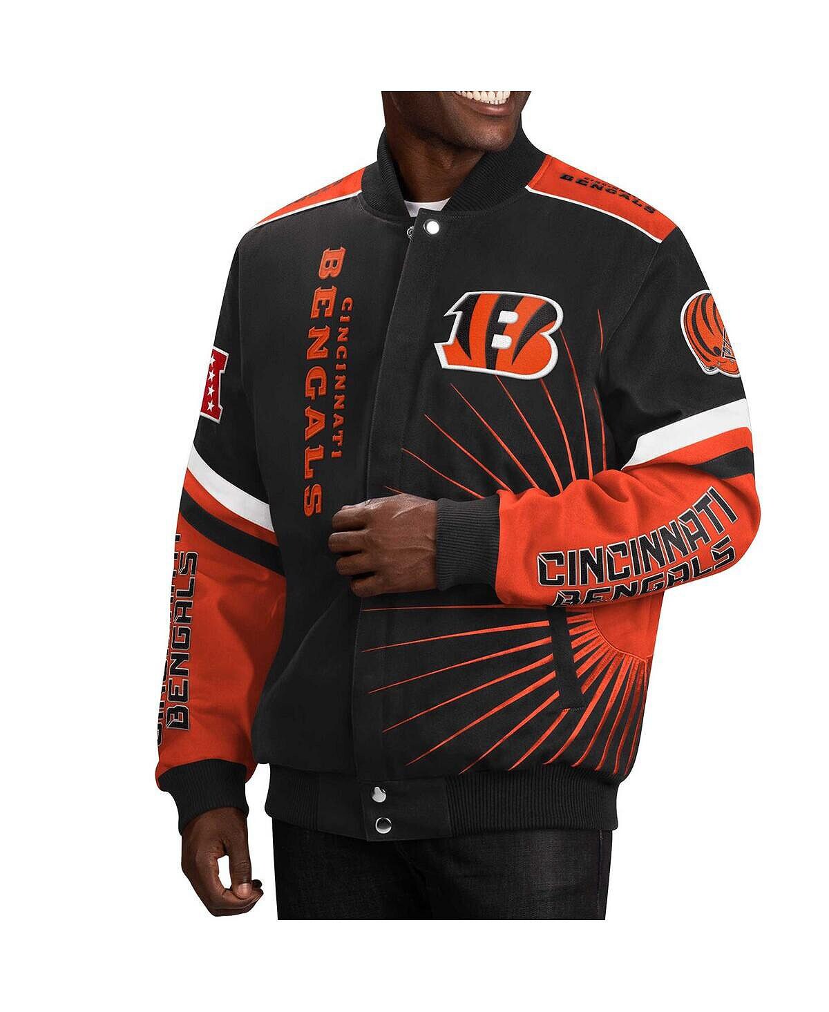 

Мужская черная университетская куртка с застежкой на пуговицы Cincinnati Bengals Extreme Redzone G-III Sports by Carl Banks