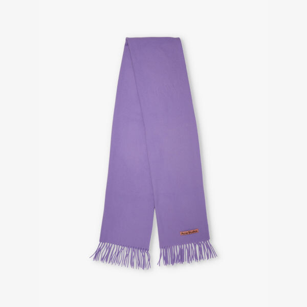 

Узкий шерстяной шарф с бахромой Acne Studios, фиолетовый
