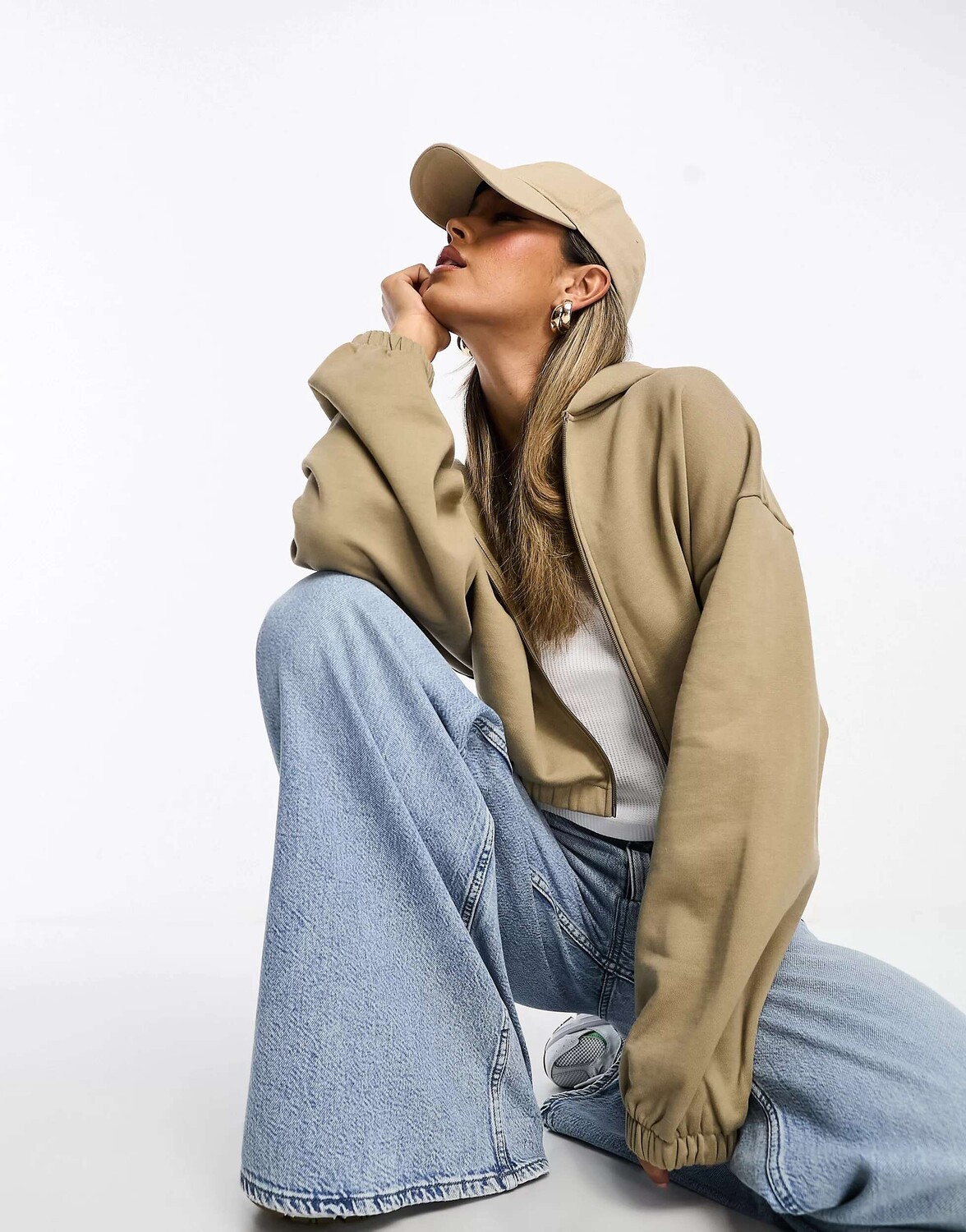 

Синяя укороченная толстовка на молнии ASOS, Синий
