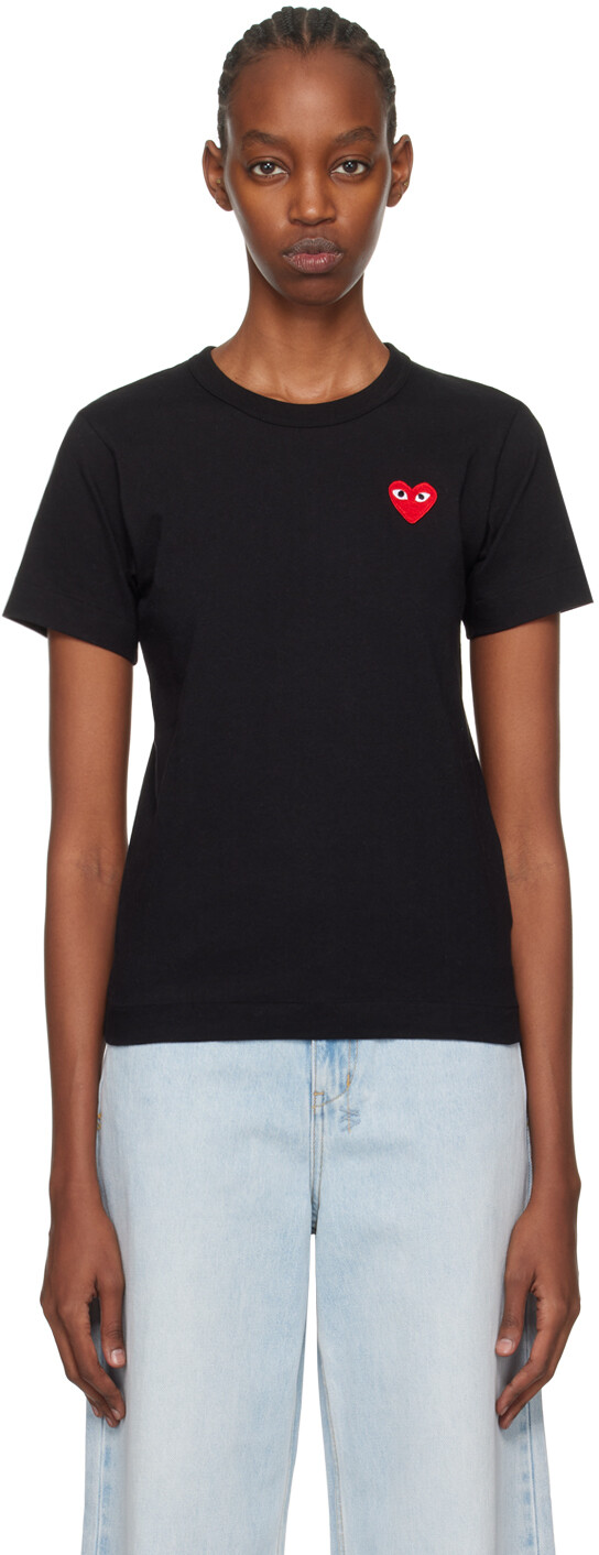 

Черная футболка с нашивкой в виде сердца Comme Des Garcons