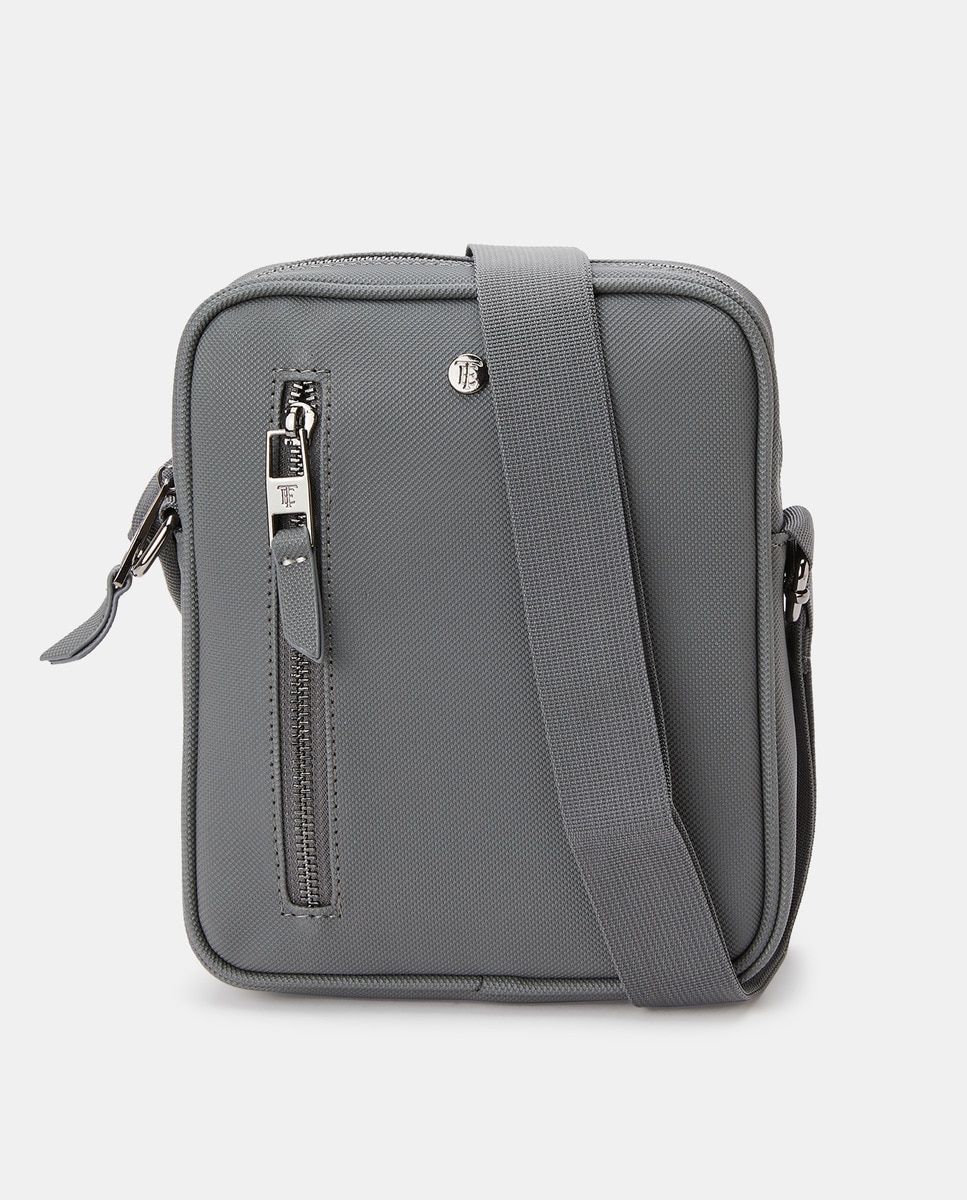 Серая сумка через плечо с внешним карманом Emidio Tucci, темно-серый сумка с длинной ручкой h