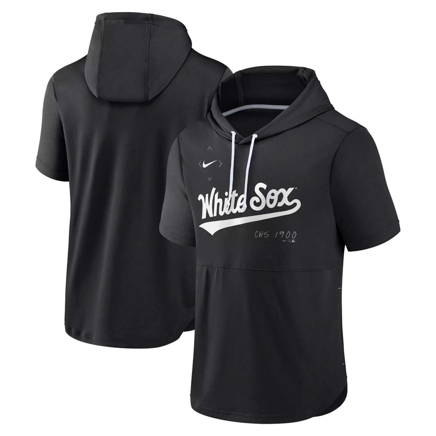 цена Мужской черный пуловер с капюшоном Chicago White Sox Springer с короткими рукавами и капюшоном Nike