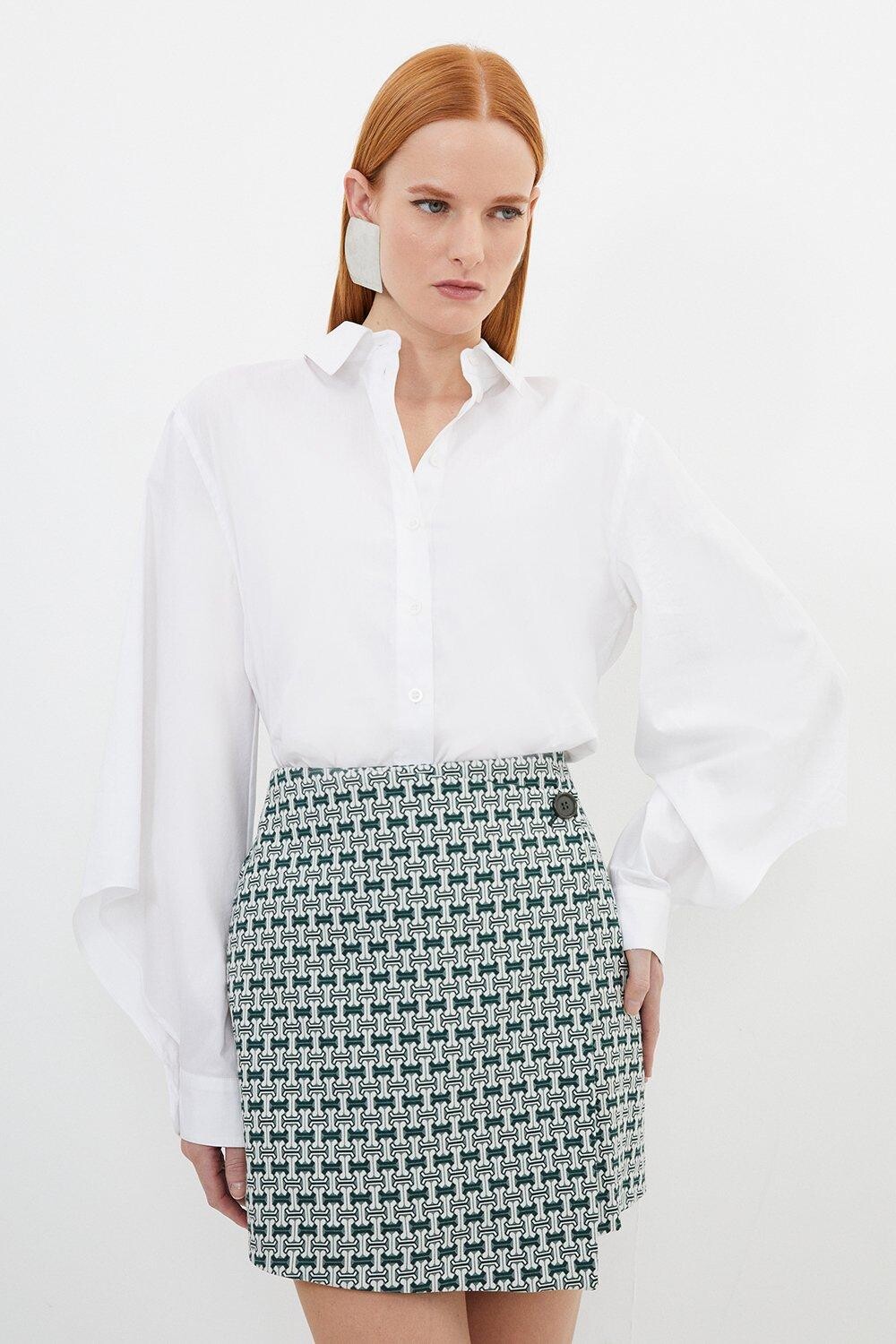 

Мини-юбка Petite с жаккардовыми пуговицами и геометрией Karen Millen, зеленый