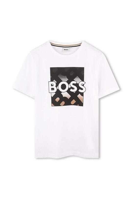 

Детская хлопковая футболка Boss, белый