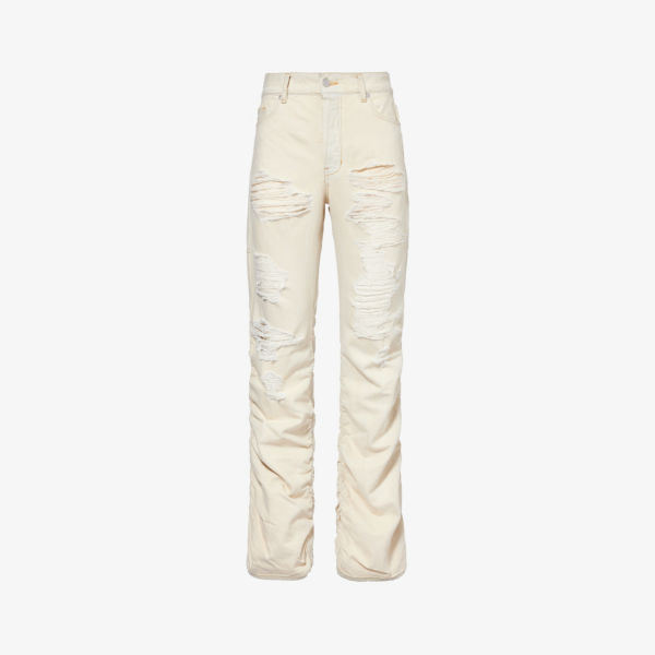 цена Расклешенные джинсы со сборками и потертостями B1 Archive, цвет light wash