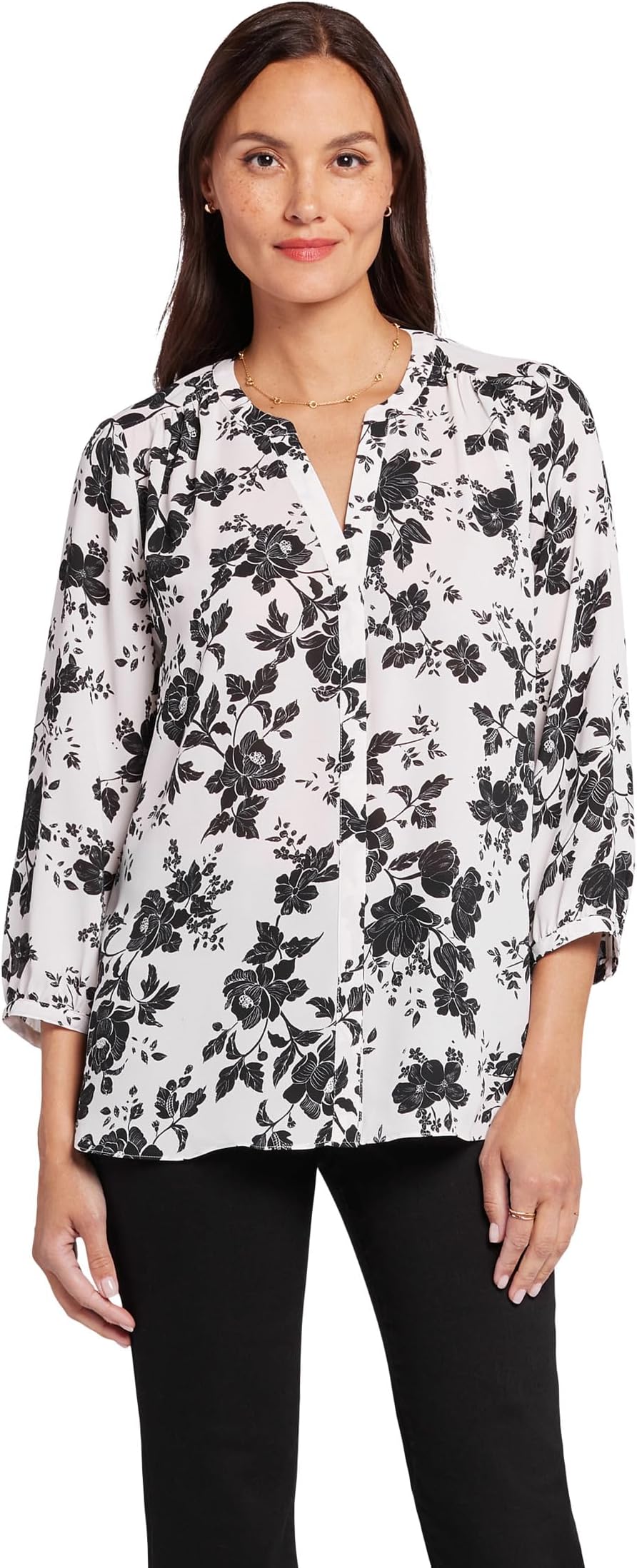 Блузка со складками на спине NYDJ, цвет Penrose цена и фото