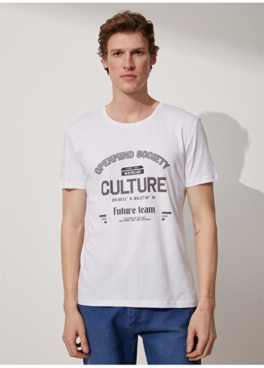 

Белая мужская футболка с круглым вырезом с принтом Culture People By Fabrika, Белый